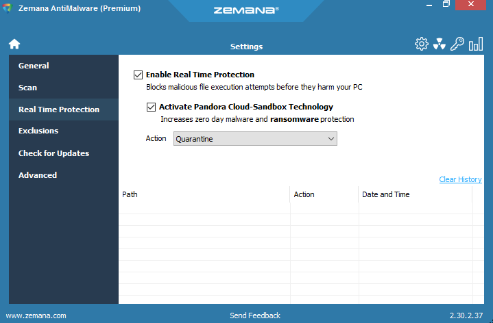 ZAM_settings_pandora_ransomware protection