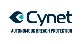cynet logo colored with slogen
