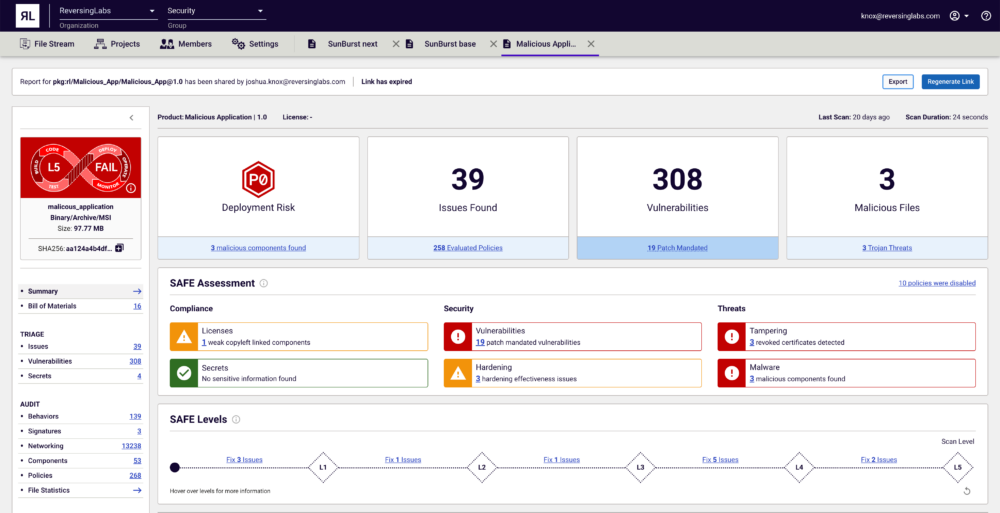 Spectra Assure SAFE Summary Screen