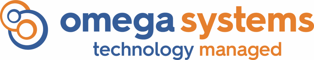 Omega BLUE+ORANGE logo with tag