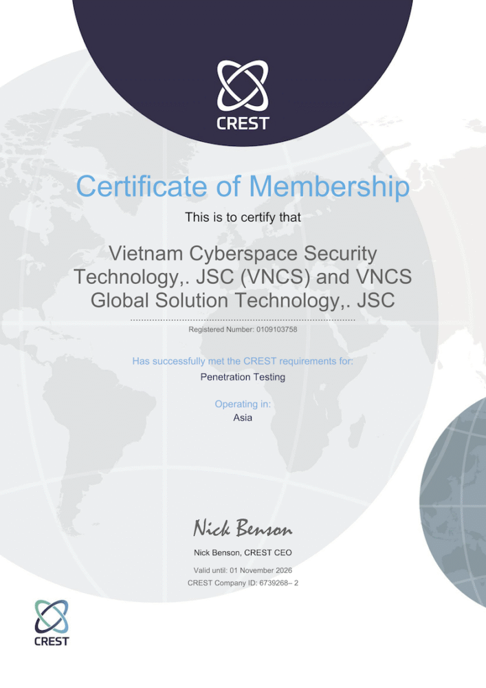 MembershipCertificate_VNCS Global Solution Technology. JSC and Vietnam Cyberspace Security Technology. JSC_