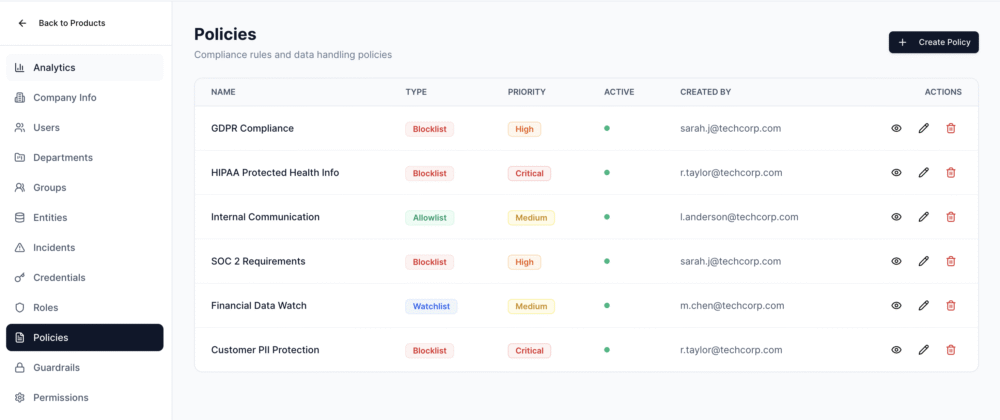 products policies